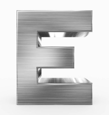 E harfinin 3d küp metal beyaz - 3d render izole