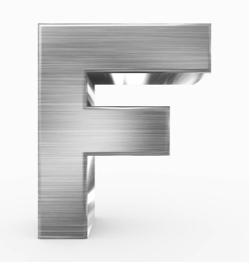 Beyaz - 3d render izole F harfi 3d küp metal