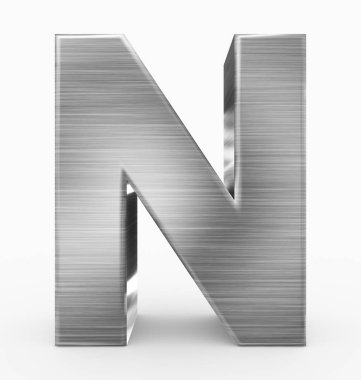 N harfi 3d küp metal beyaz - 3d render izole