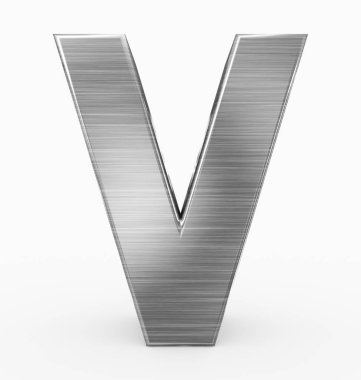 Beyaz - 3d render izole harf V 3d küp metal