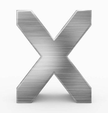 mektup X 3d küp metal beyaz - 3d render izole