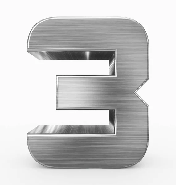 Number Cubic Rounded Metal Isolated White Rendering — Stock Photo, Image