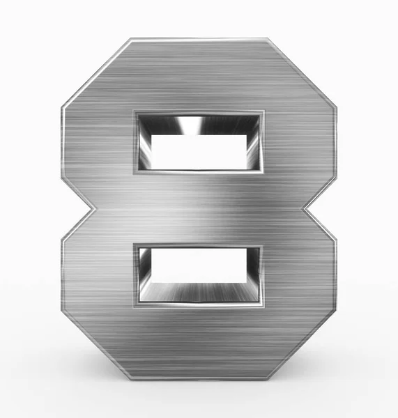 Numero Metallo Cubico Isolato Bianco Rendering — Foto Stock