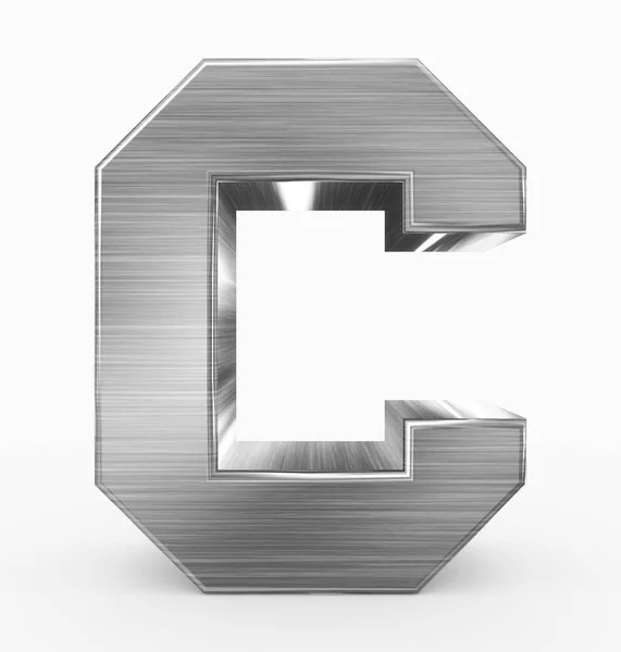 立方金属在白色3D 渲染时被隔离的字母 — 图库照片