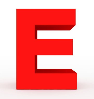 E harfinin 3d temiz kırmızı beyaz - 3d render izole