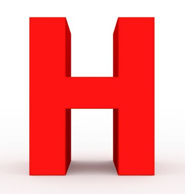 H harfi 3d temiz kırmızı beyaz - 3d render izole