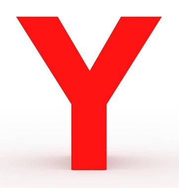Y harfi 3d kırmızı beyaz - 3d render izole