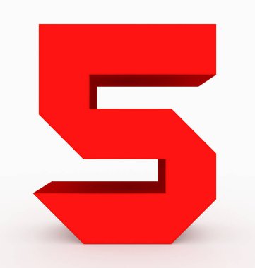 5 3d küp kırmızı beyaz - 3d render izole numara
