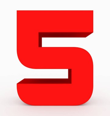 5 numaralı 3d küp yuvarlak kırmızı beyaz - 3d render izole
