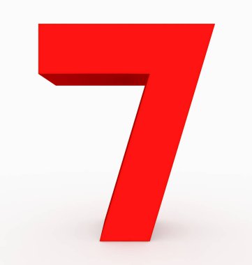 7 3d küp kırmızı beyaz - 3d render izole numara