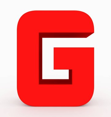G harfi 3d küp yuvarlak kırmızı beyaz - 3d render izole
