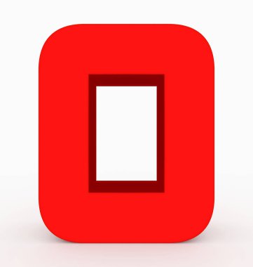 O harfi 3d küp yuvarlak kırmızı beyaz - 3d render izole