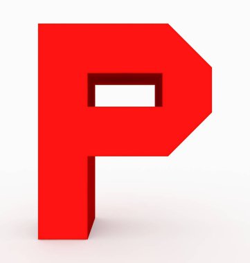 P harfi 3d küp kırmızı beyaz - 3d render izole