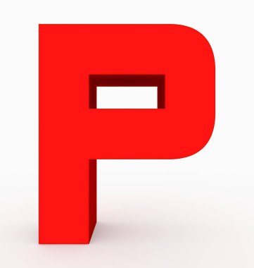 P harfi 3d küp yuvarlak kırmızı beyaz - 3d render izole