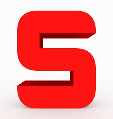 S harfi 3d küp yuvarlak kırmızı beyaz - 3d render izole