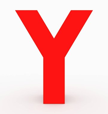 Y harfi 3d küp kırmızı beyaz - 3d render izole
