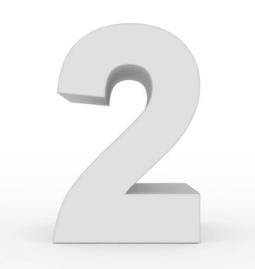 Sayı 2 - 3d işleme beyaz izole 3d temiz beyaz