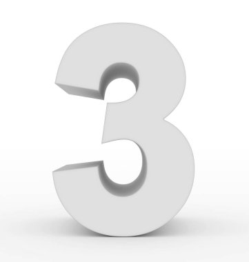 Sayı 3 beyaz - 3d render izole 3d temiz beyaz