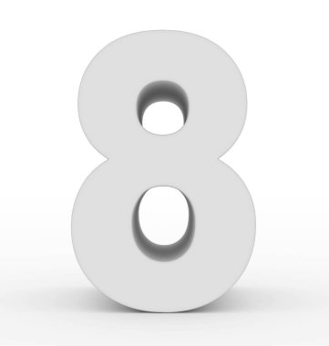 Sayı 8 - 3d işleme beyaz izole 3d temiz beyaz