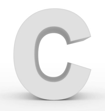 C harfi 3d temiz beyaz beyaz - 3d render izole