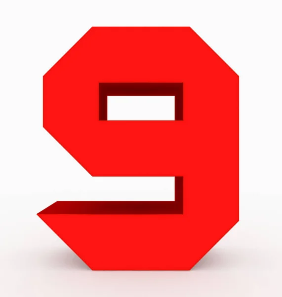 Nummer Cubic Red Isolerad Vit Rendering — Stockfoto
