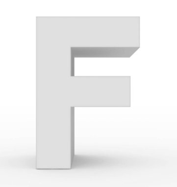 F harfi 3d temiz beyaz beyaz - 3d render izole