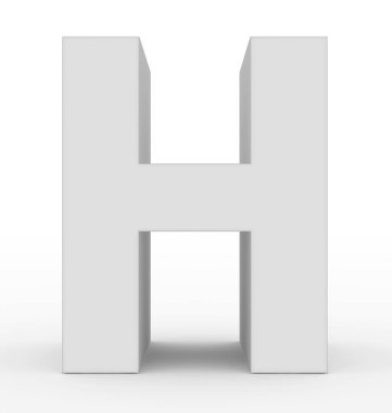 H harfi 3d temiz beyaz beyaz - 3d render izole