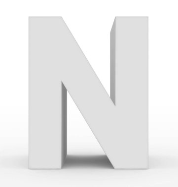 N harfi 3d beyaz beyaz - 3d render izole