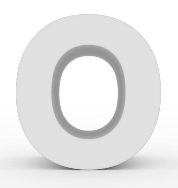 O harfi 3d beyaz beyaz - 3d render izole