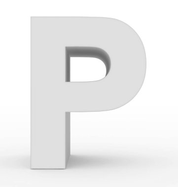 P harfi 3d beyaz beyaz - 3d render izole
