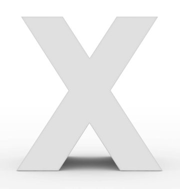 mektup X 3d beyaz beyaz - 3d render izole