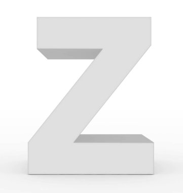 Z harfi 3d beyaz beyaz - 3d render izole