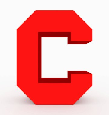 C harfi 3d küp kırmızı beyaz - 3d render izole