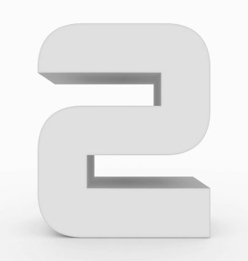 2 numaralı 3d küp yuvarlak beyaz beyaz - 3d render izole