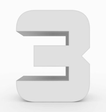 Sayı 3 3d küp yuvarlak beyaz beyaz - 3d render izole