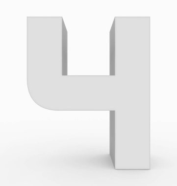 Sayı 4 3d küp yuvarlak beyaz beyaz - 3d render izole