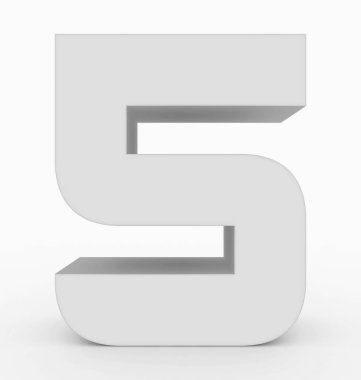 5 numaralı 3d küp yuvarlak beyaz beyaz - 3d render izole