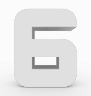 6 numaralı 3d küp yuvarlak beyaz beyaz - 3d render izole