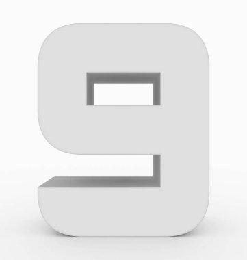 9 numara 3d küp yuvarlak beyaz beyaz - 3d render izole