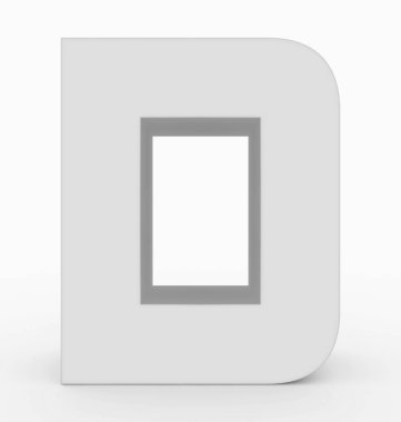 D harfi 3d küp yuvarlak beyaz beyaz - 3d render izole