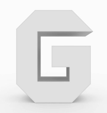 G harfi 3d küp beyaz beyaz - 3d render izole