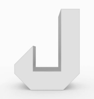 J harfi 3d küp beyaz beyaz - 3d render izole