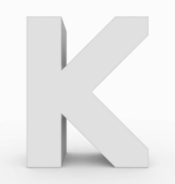 K harfi 3d küp beyaz beyaz - 3d render izole