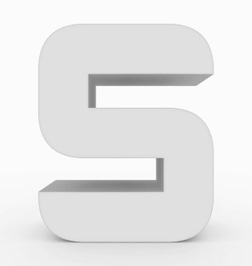S harfi 3d küp yuvarlak beyaz beyaz - 3d render izole