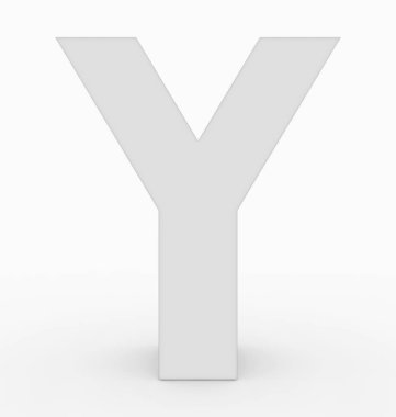 Y harfi 3d küp beyaz beyaz - 3d render izole