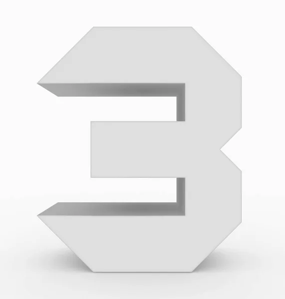 Numero Bianco Cubico Isolato Bianco Rendering — Foto Stock