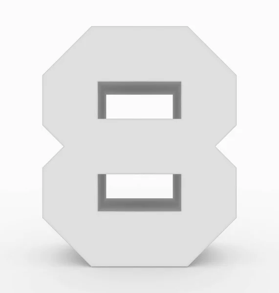 Numero Bianco Cubico Isolato Bianco Rendering — Foto Stock