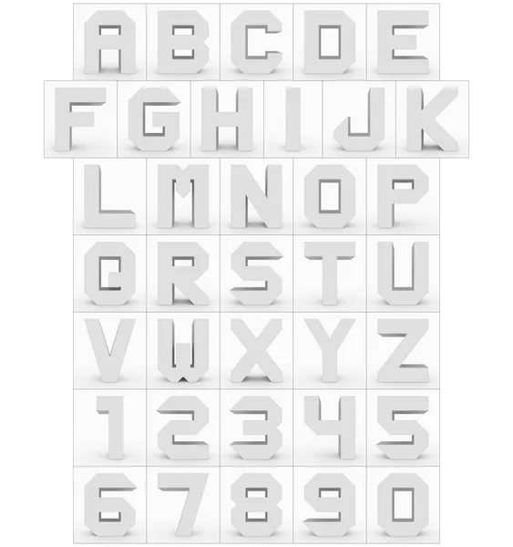 Letters Numbers Cubic White Isolated White Rendering — Stock Photo, Image