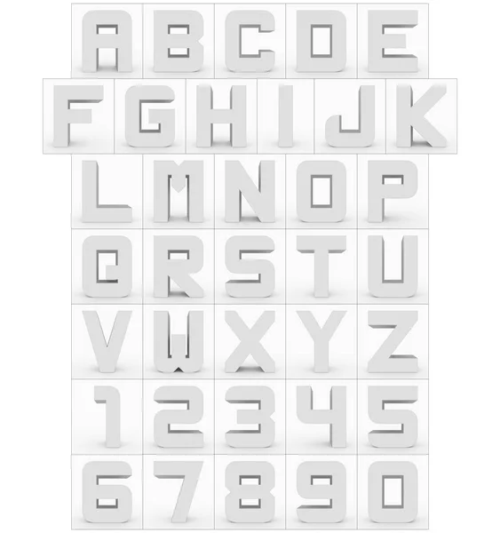 Letters Numbers Cubic Rounded White Isolated White Rendering — Stock Photo, Image