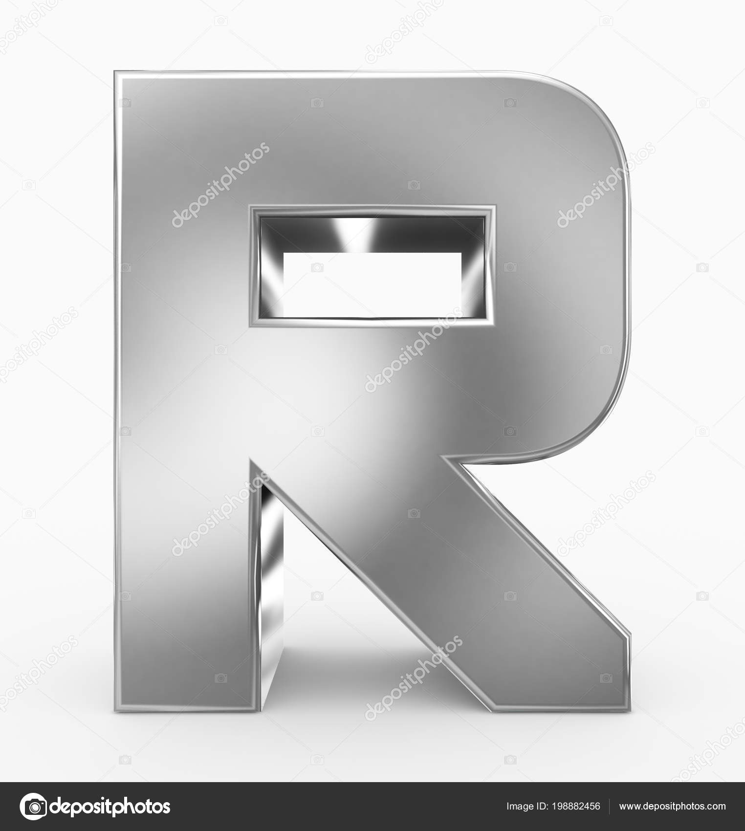 Letra Cúbico Prata Arredondada Isolado Branco Renderização — Foto © 3dvlaa  #198882456, image size:1524x1700